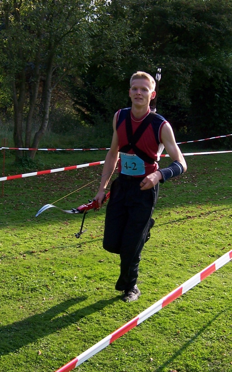 Archer at full draw on the range